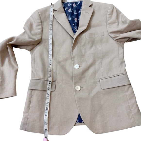 Lauren Ralph Lauren Boys Classic Suit Jacket Blazer Khaki crème tan linen 12R - Picture 5 of 12